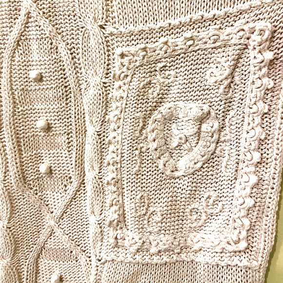 Vintage cotton / ramie sweater Aran style sweater - Picture 2 of 11